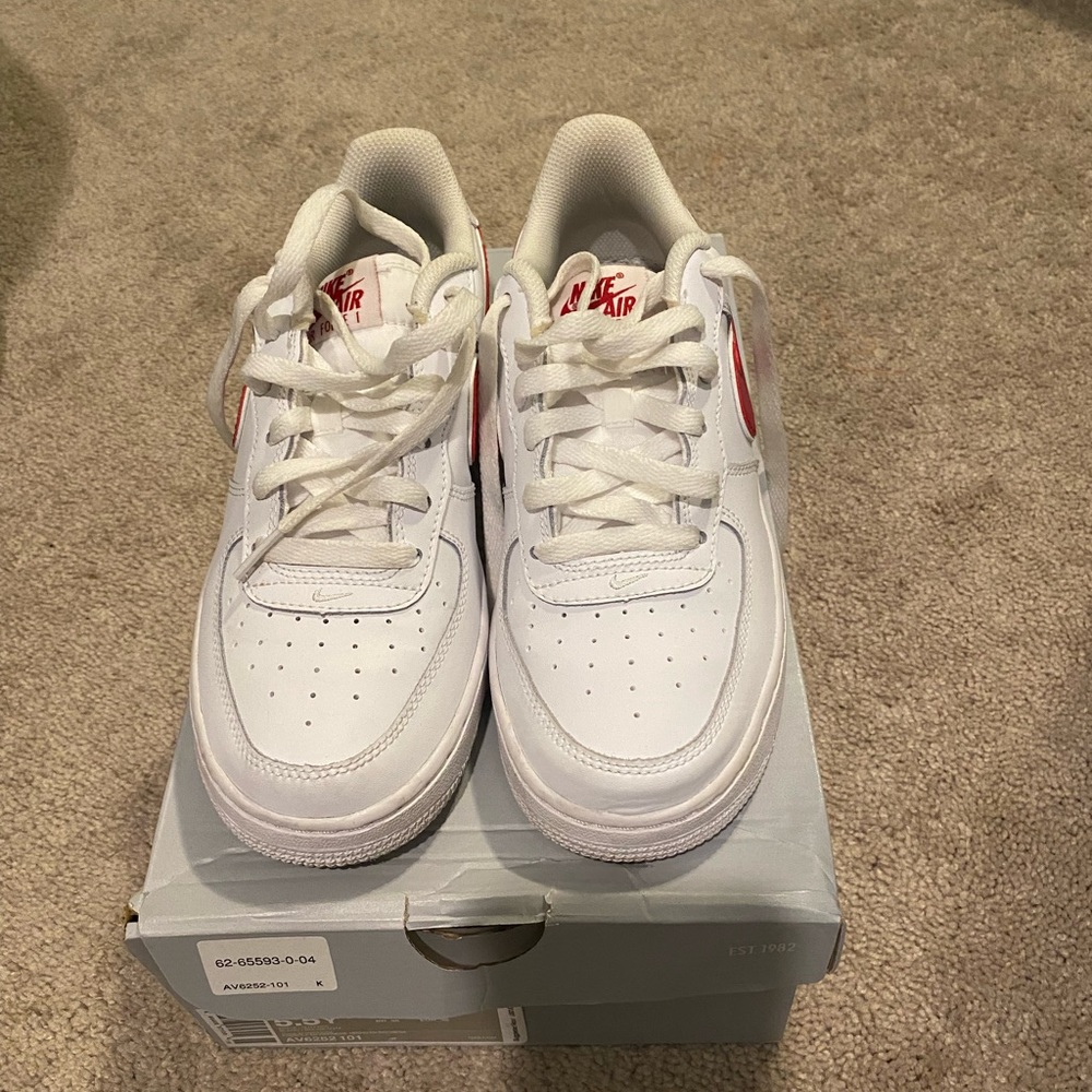 air force ones. slightly worn